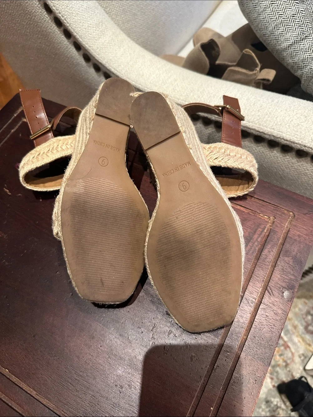Steve Madden Natural Tan Woven Espadrille Wedge Sandals
